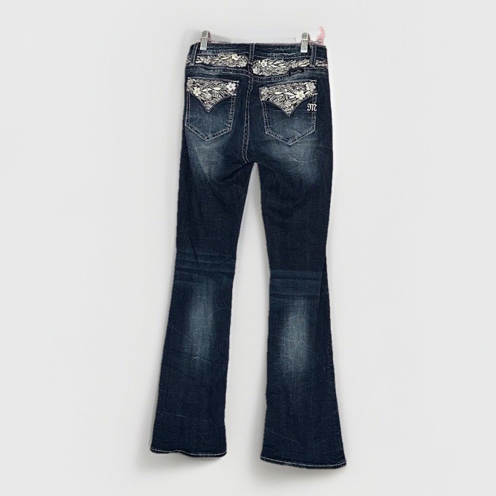 Miss Me Bootcut Jeans Womens 26 Dark Wash Embroidered Bling Y2K Western Floral